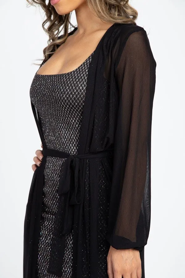 Sheer Mesh Open Front Cardigan