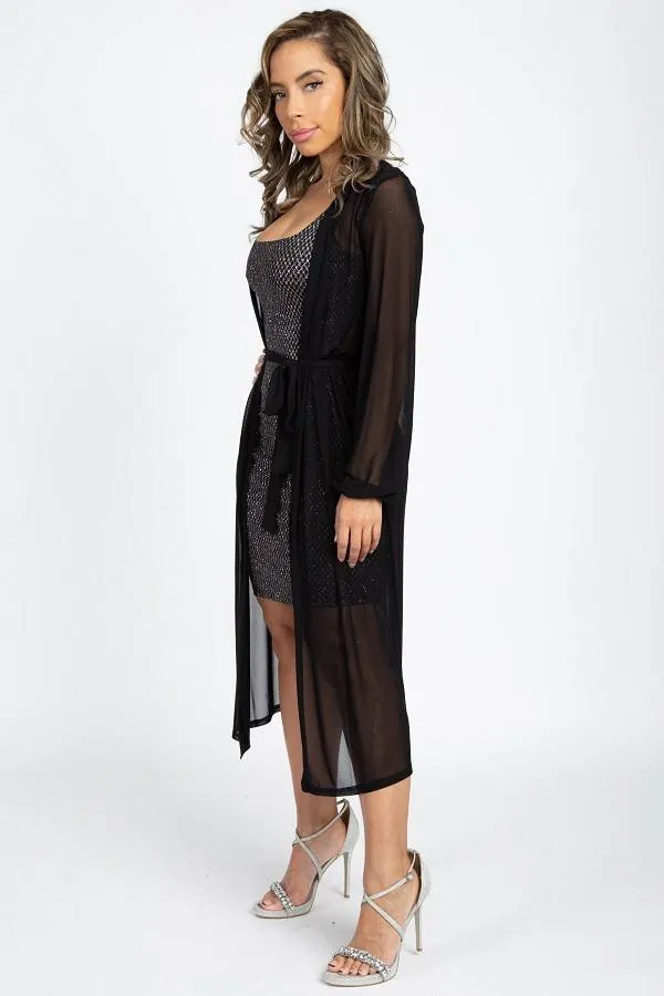 Sheer Mesh Open Front Cardigan