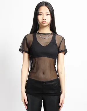 SHORT SLEEVE FISHNET BLACK