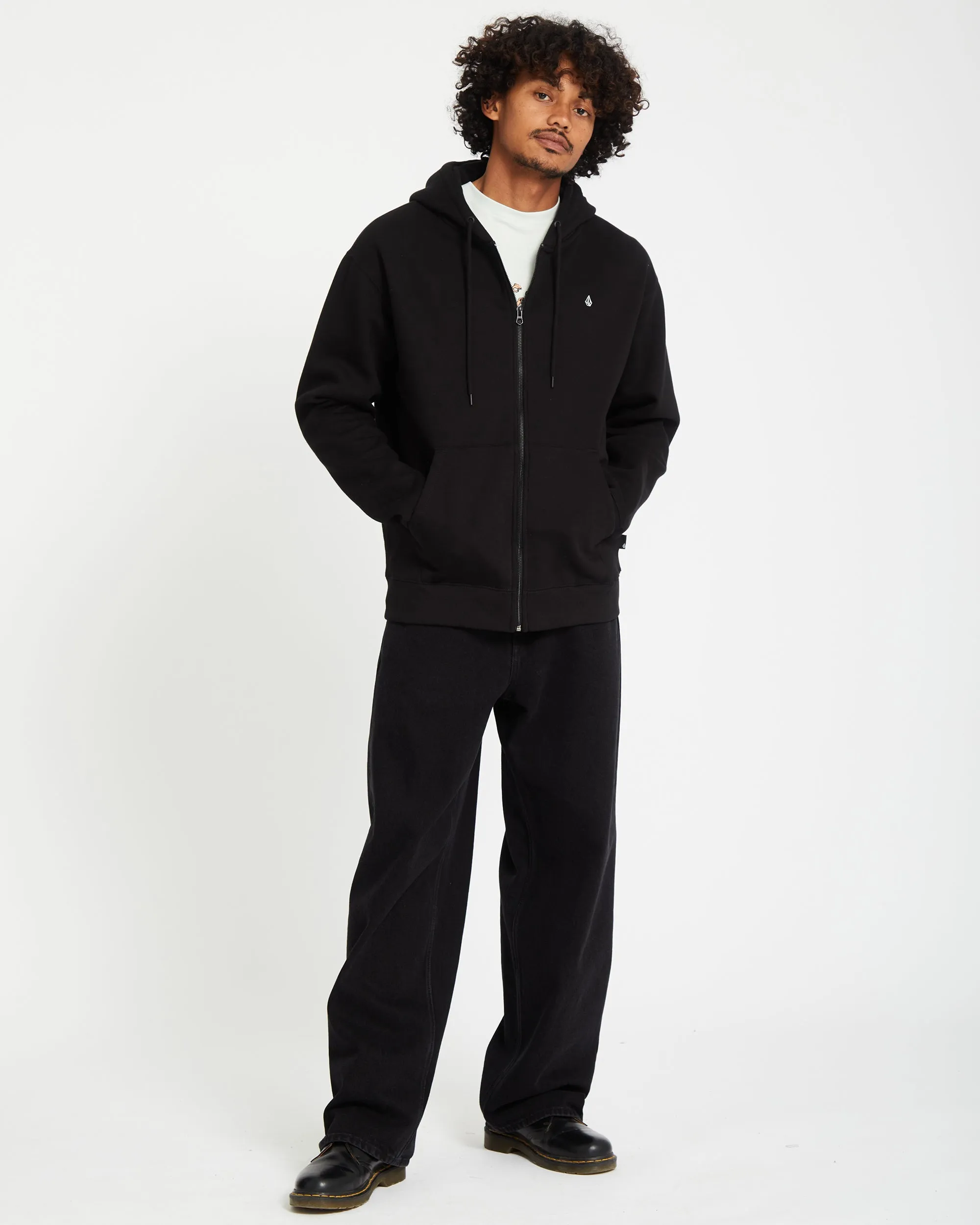 Single Stone Full Zip Hoodie - BLACK