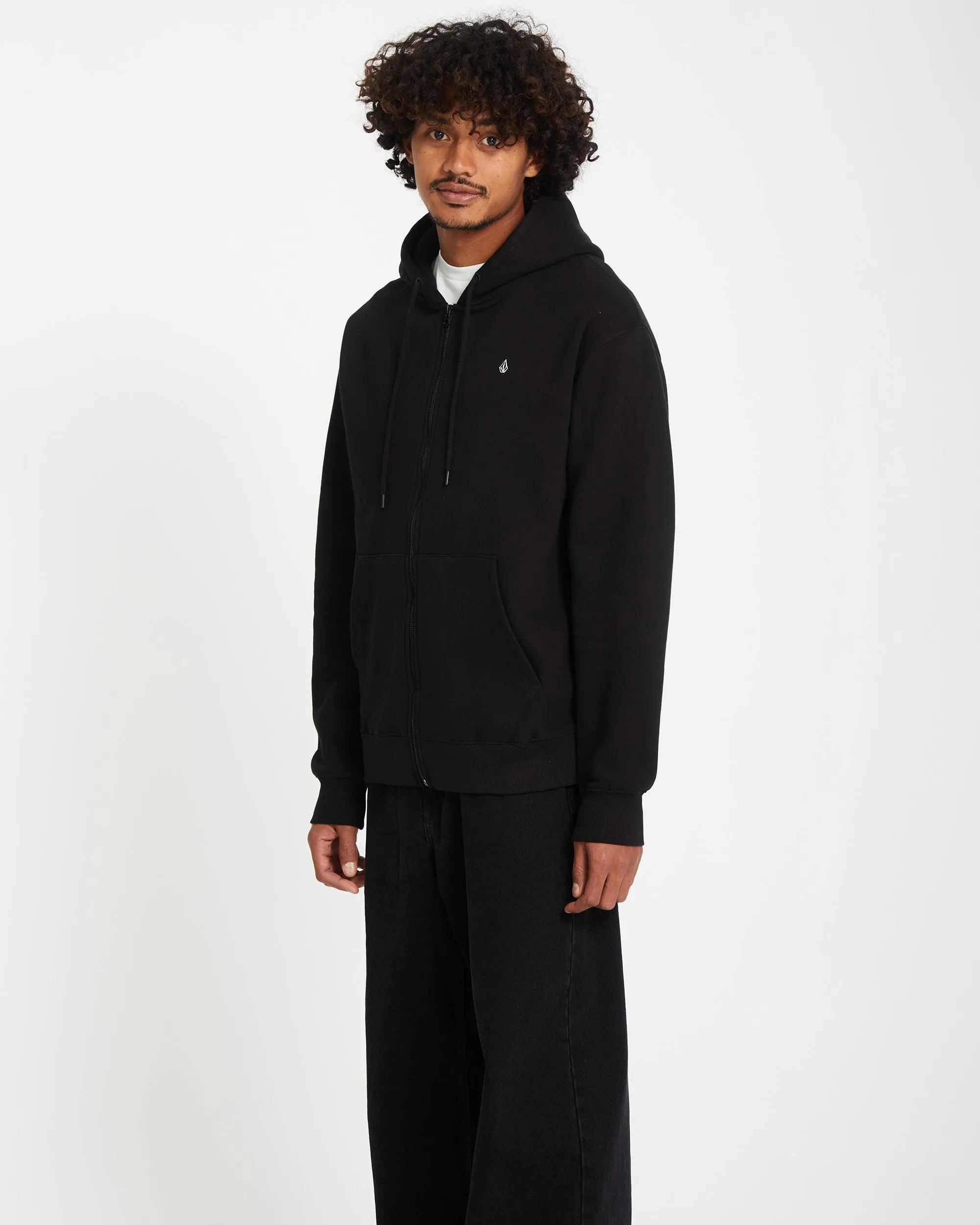 Single Stone Full Zip Hoodie - BLACK