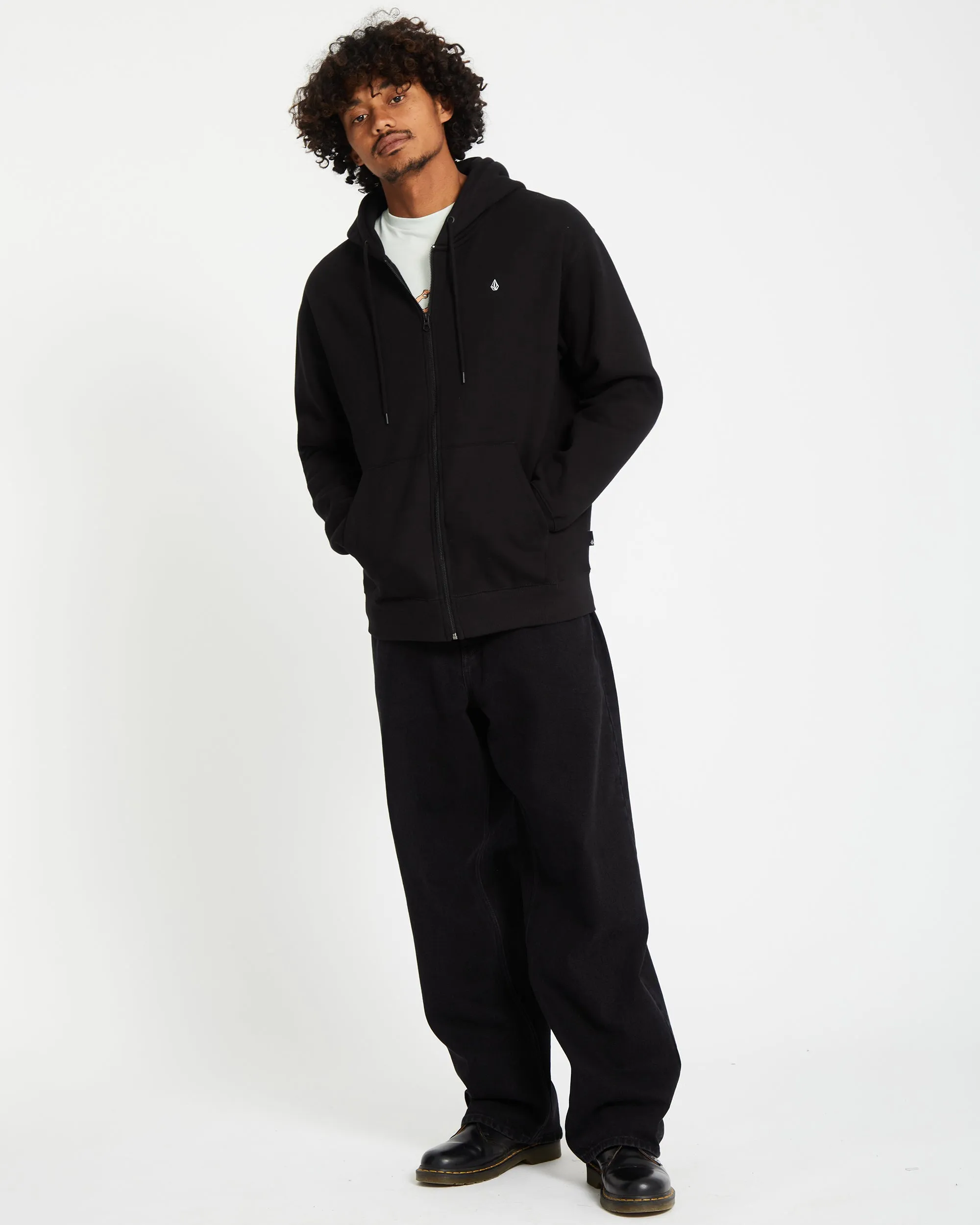 Single Stone Full Zip Hoodie - BLACK