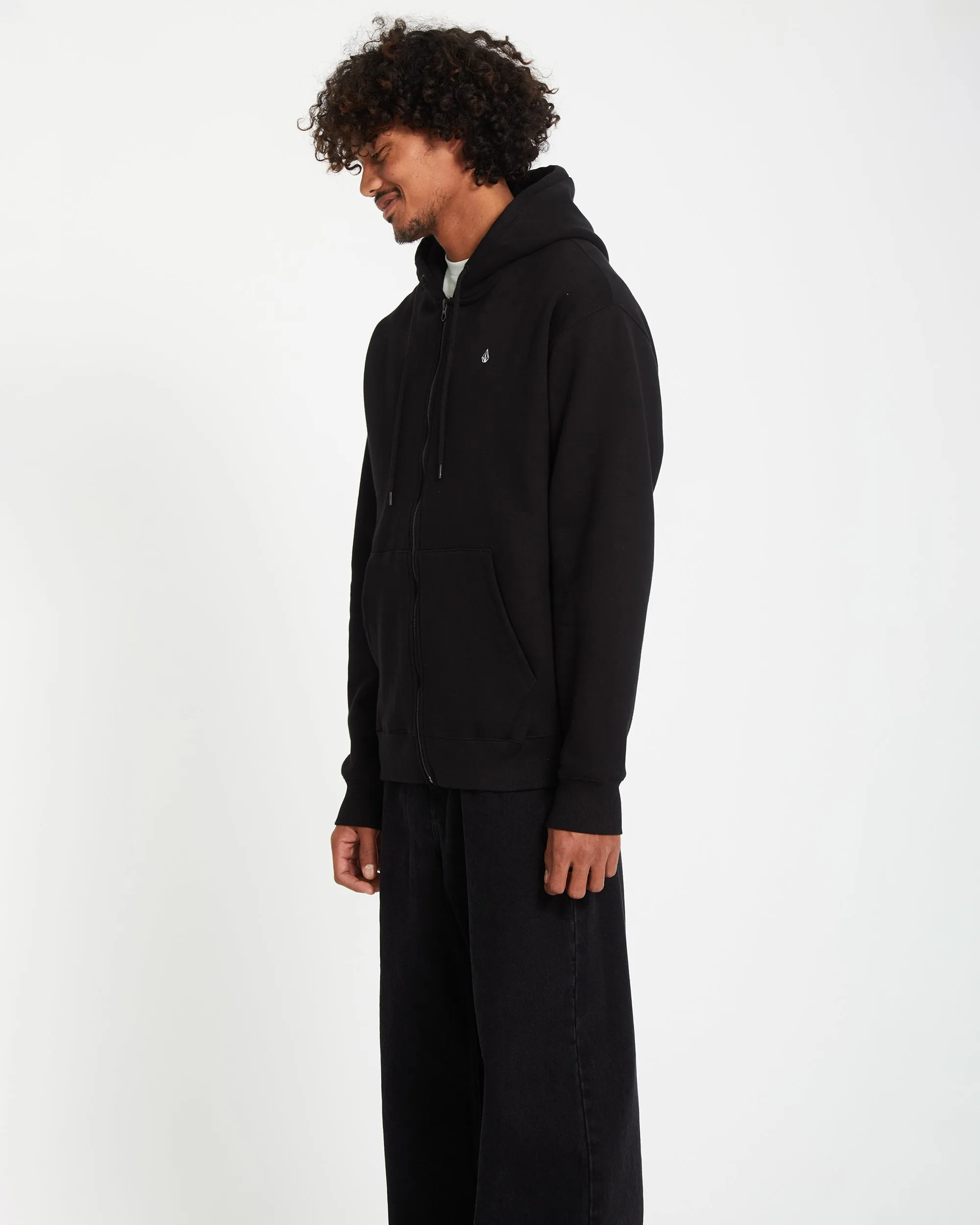 Single Stone Full Zip Hoodie - BLACK