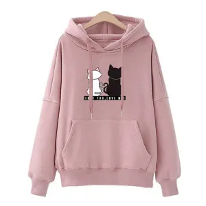 Streetwear Hoodies Women Sweatshirt Autumn Long Sleeve Hoodies Harajuku Hoodie Cute Cat Print Sweatshirt Women Sudadera Mujer