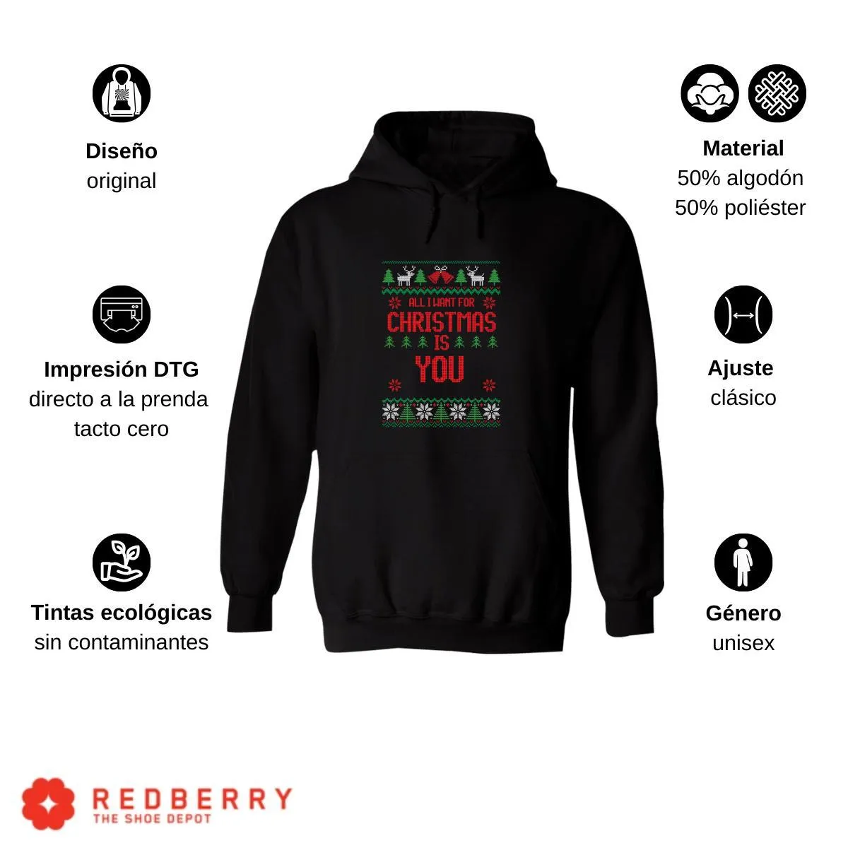 Sudadera Deportiva Hombre Navideña Hoodie 012