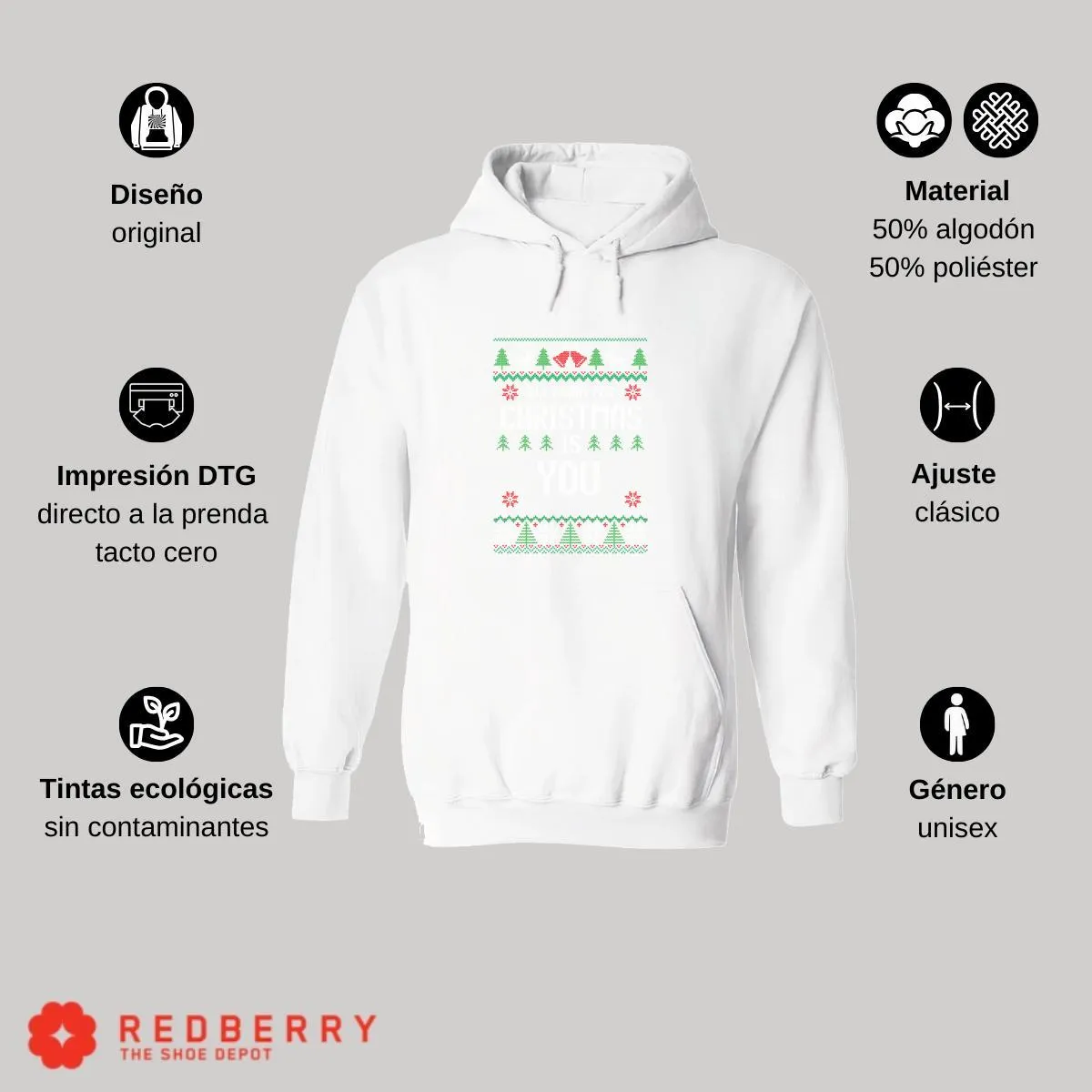 Sudadera Deportiva Hombre Navideña Hoodie 012