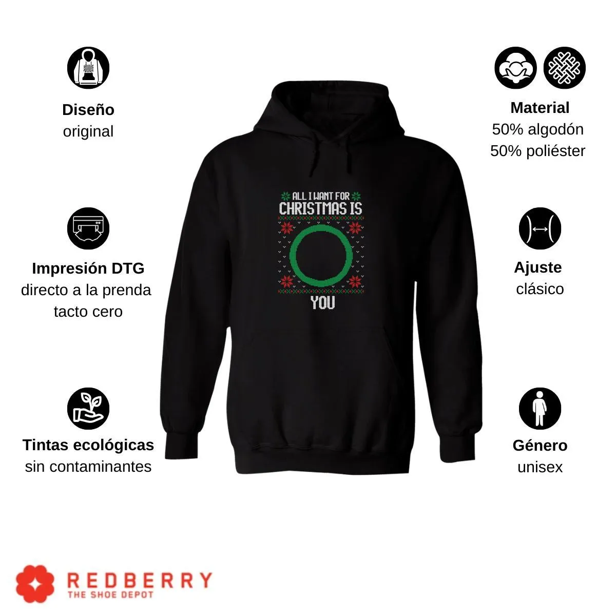 Sudadera Deportiva Hombre Navideña Hoodie 026