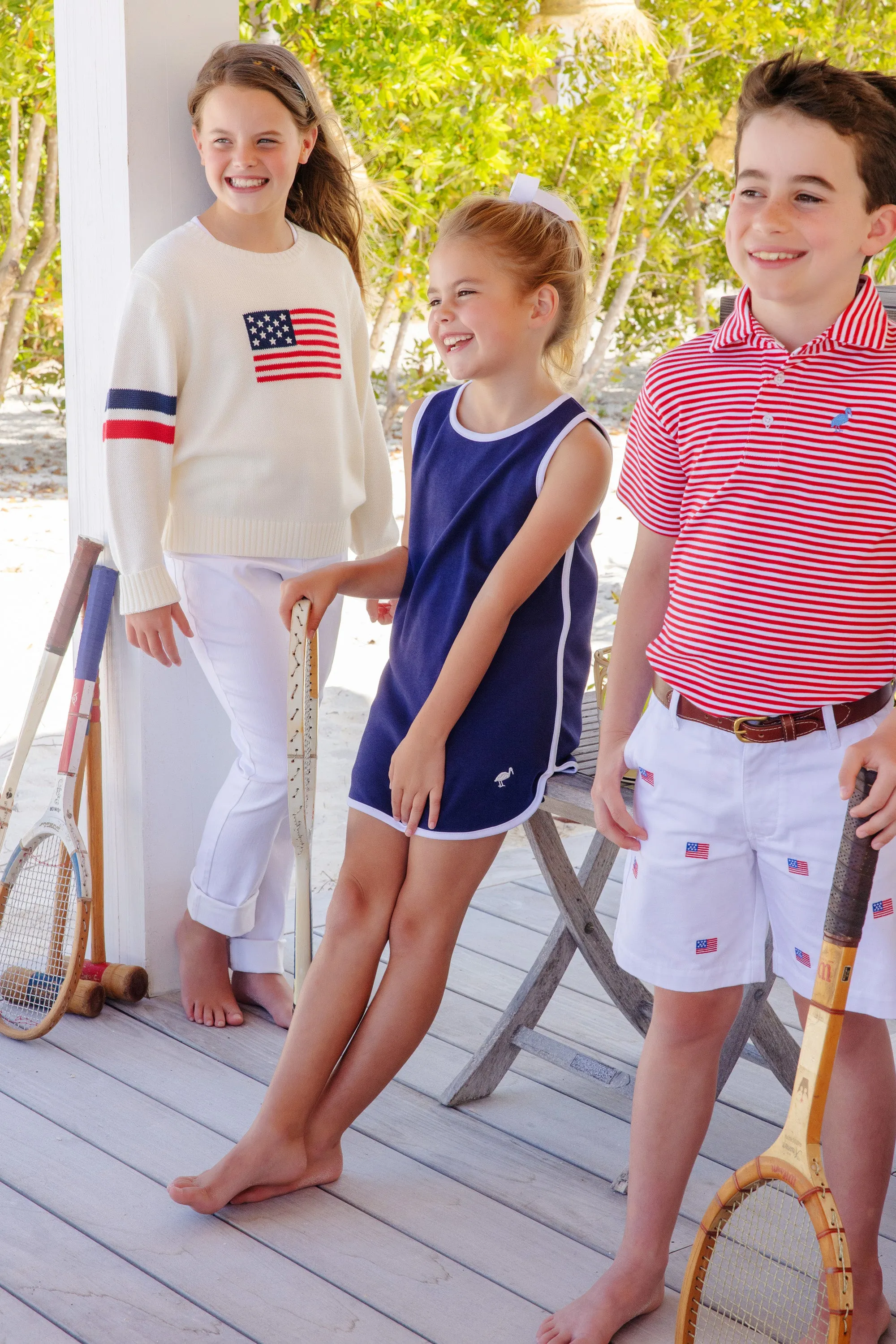 Taffy Tennis Dress - Nantucket Navy with Worth Avenue White Stork