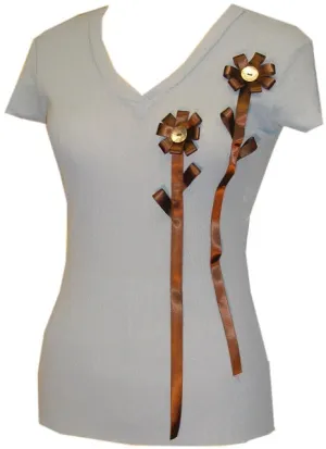 V- Neck Top W/ Applique