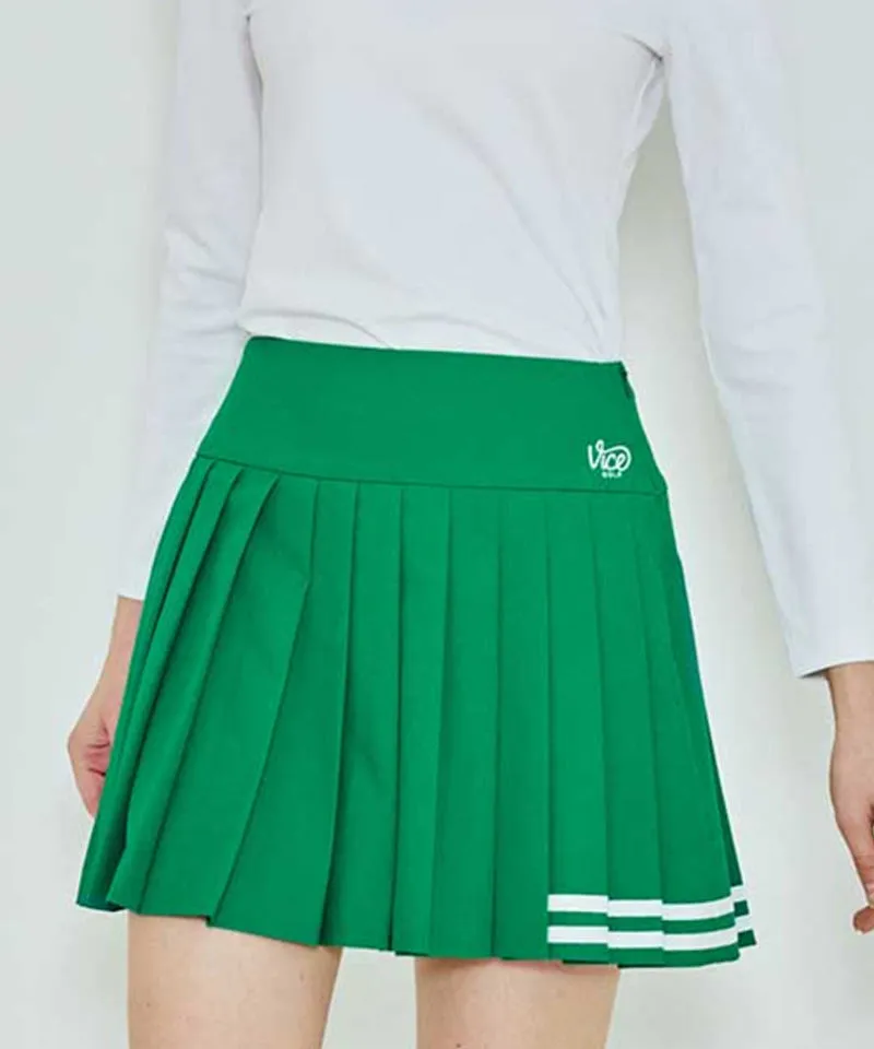 Vice Golf Atelier Women's Logo Waist Pleats Skirt  - Green