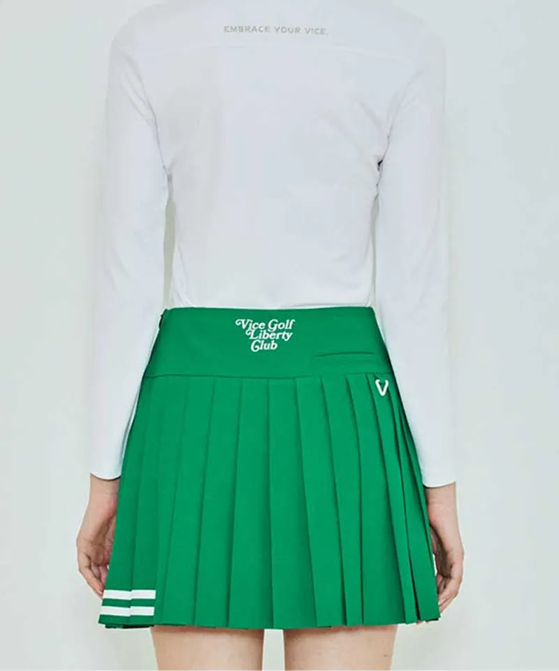 Vice Golf Atelier Women's Logo Waist Pleats Skirt  - Green
