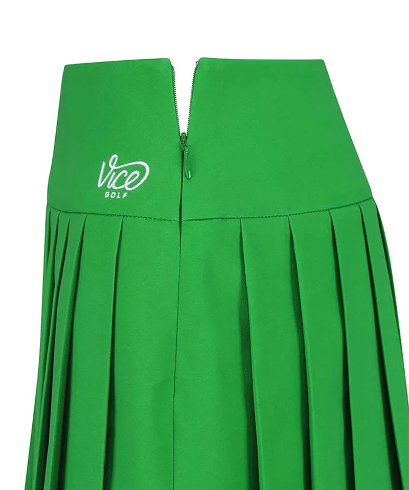 Vice Golf Atelier Women's Logo Waist Pleats Skirt  - Green