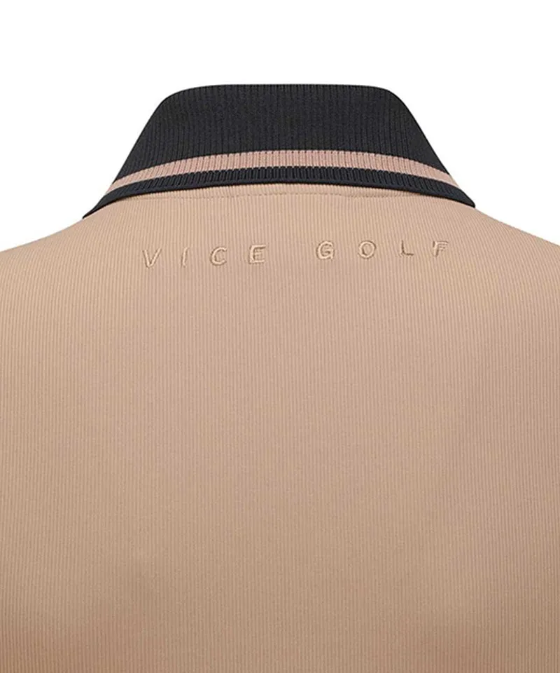 Vice Golf Atelier Women's Wide Collar Half Zip-Up Long Sleeve T-Shirt - Brown
