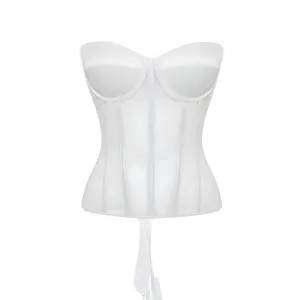 Vivienne Satin Cups White Mesh Corset