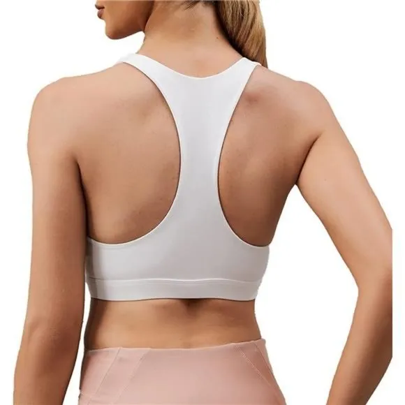 WOMENS Strappy Sports Bra Mesh Open Back Sports Bra for Workout Yoga Gym White-2