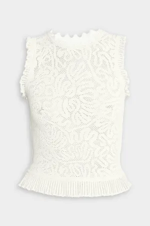Zoe Mesh Tank Top in Alabaster